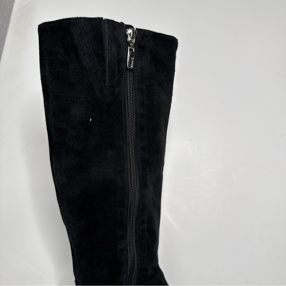 Schutz Pointy Toe Black Suede Kitten Heel Tall Boot 8 1/2 B - Picture 7 of 15